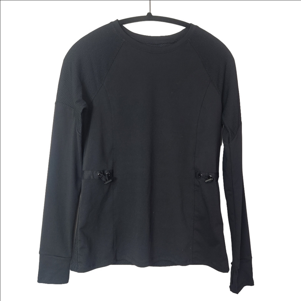 Fabletics Long Sleeve Top black Women's XL athletic mesh fitted